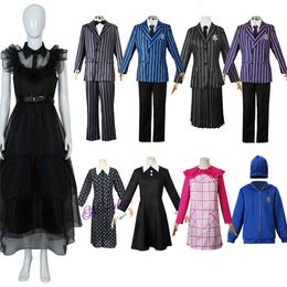 Black Blue Purple Wednesday Addams Nevermore Academy Uniform Cosplay Costume Family Outfit Full Set Suit Jacket Vest Dresscosplay