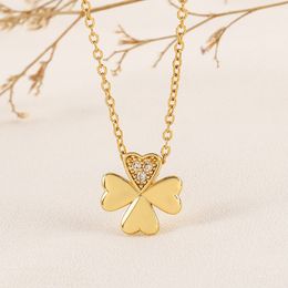 Brand Pendant Flower Necklace 4/Four Leaf Clover Choker Elegant Fortunate Titanium steel Clover Necklaces for Woman Jewellery Gift High Quality no box