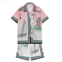 1 summer fashion Mens Tracksuits Hawaii beach pants set designer shirts printing leisure shirt man slim fit the board of directors2377