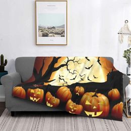 Blankets Scary Halloween Velvet Autumn/Winter Pumpkin Ghost Multi-function Warm Throw Blanket For Bedding Car Plush Thin Quilt