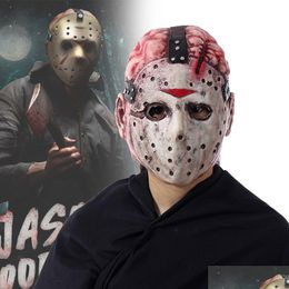 Party Masks Movie Jason Voorhees Terror Mask Ghost Festival Adt Latex Headgear Fl Face Helmet Halloween Cosplay Costume Accessorie Dro Dhpya