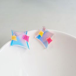 Dangle Earrings 2023 Trend Korean Fashion Cute For Women Small Geometry Acrylic Cool Statement Earring Color Changed Unusual Earings