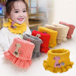 Bow Ties 6 Colours Warmer Baby Knitted Scarf Cartoon Giraffe Ruffle Neck Girls Kids Warm Scarves Collar Circle Outdoor Winter Scarfs