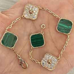 clover bracelet luxury mens designer bracelet charm chain chromatic plated gold jewellery women trendy vintage diamond braclet four leaf clover men 05