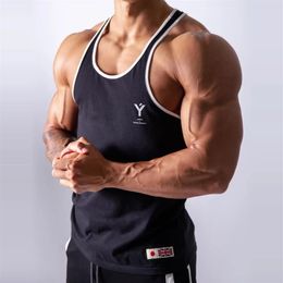 Gyms Tank Top Men Bodybuilding Clothing stitching Fitness Singlets Sleeveless Tanktops Cotton Muscle Man Casual Brand Vest236U
