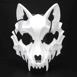 Party Masks Japanese Anime Fox Dragon Skeleton Half Face Mask Cosplay Animal White Skeleton Mask Unisex Halloween Carnival Party Props Q231007