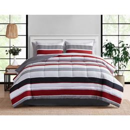 Bedding sets Red and Grey Stripe 8 Piece Bed In A Bag Comforter Set with Sheets Queen 231007