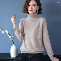 Women's Sweaters Solid High Neck Sweater Women Loose Pullover 2023 Autumn/Winter Western Knitted Underlay Knit Female Top