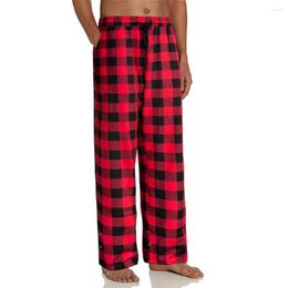 Men's Sleepwear Waistband Cotton Red Black Bottoms / Lounge Casual Pant Sleep Pyjama Blue Plaid Long Green Elastic Grey