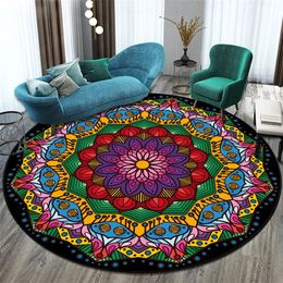 Carpets Ethnic Style Retro Datura Carpet Circular Carpet North European Yangtai Tea Table Hanging Basket Living Room Floor Mat 231006