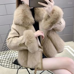 Women's Fur 2023 Winter Faux Coat For Short Fashion Jacket Long Sleeve Casual Windproof Snow Overcoat Female Top