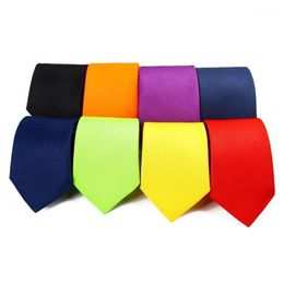 Neck Ties Linbaiway 8cm Wide Necktie Solid For Men Wedding Polyester Yellow Tie Man Business Bowtie Shirt Accessories Custom Logo12710