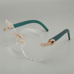 2019 new fashion high-end carved glasses frame 8300817 diamond series blue color hand-carved wooden glasses frames 58-18-135m3000