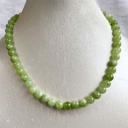 Pendants 8MM Peridot Olive Colour Jade Necklace Selling Natural Stone Wedding Party Jewellery Handwork