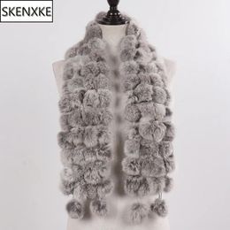 Scarves Womens Winter Warmth Real Rabbit Fur Scarf Selling Natural Silencer 100% Genuine Leather Wholesale and Retail 231007