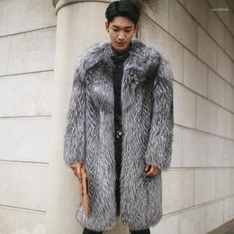Men's Trench Coats Soft Fluffy Faux Fur Winter Coat Jackets Men 2023 Brand Warm Thicken Clothing Slim Cold Outdoor Daily Shawl