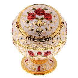 Zinc Alloy Jewellery Box With Lid Windproof Ashtray Vintage Flower Embossed Jewellery Box Trinket Case Jewellery Storage Home Decor MX20242T