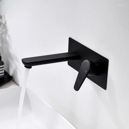 Bathroom Sink Faucets Black Wall Mounted Cold And Basin Faucet Washbasin Embedded Box Mixing Valve