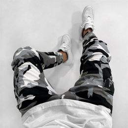 Camo Pant Stretch Streetwear Hip Hop Men Jeans Printed Letter Jogger Denim Pencil Trouser Male Pockets Design Jeans Pant Striped3058