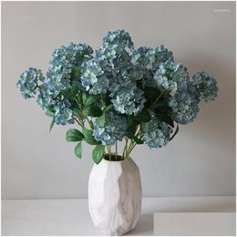 Decorative Flowers Wreaths Three Heads Artificial Flower Ball Simation Home Decoration Table Layout Bride Single Embroidered Drop Deli Dhlxe