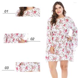 Ethnic Clothing Dubai Floral Irregular Dress Women Muslim Casual Long Sleeve Shirts Islamic Abaya Kaftan Turkey Arab Fashion Top Blouse