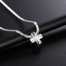 Pendants 925 Sterling Silver Necklace 18 Inches Box Chain Charms Cross For Women Men High Quality Fashion Jewelry Christmas Gifts