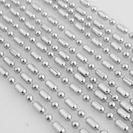 Chains Wholesale 100 Pcs 1.5/2/2.4/3.2 Heavy 316L Stainless Steel Unisex Silver Color Beads Bamboo Link DIY Necklace In Bulk