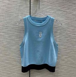 W510424 shirt women Cropped Top T Shirts Tank Top Anagram Regular Cropped Cotton Jersey Camis Female Tees Embroidery Knitwear for women