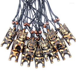Pendant Necklaces Wholesale Lot 12pcs Simulation Bone Carved Maori TIKI Man Charms Pendants Amulet Gift MN263
