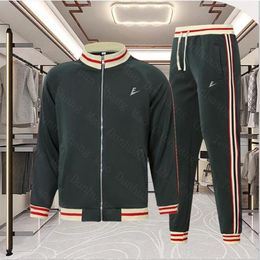 New Tracksuit Men Brand Set Sweatsuit Zip Sweatshirt Training Sportswear stripe Jacket and Joggers Cargo Pants 2 Piece Sets Male F224d