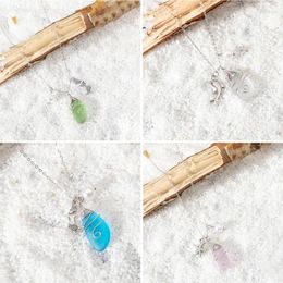 Pendant Necklaces Ocean Style Charm Necklace Sweater Chain Jewellery Sea Glass