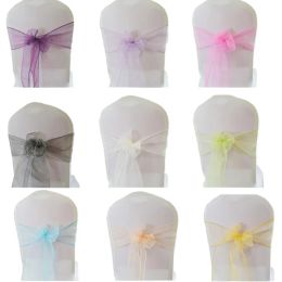 50pcs Organza Chair Knot Wedding chairs chiavari Decoration Chair Band Banquet Home Party Hotel Party Chairs Sashes Bow Decor