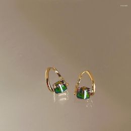 Dangle Earrings Korean Fashion Elegant Green Square Crystal For Women Trendy Jewellery Chic Charm Jewellery Vintage Classic Earring