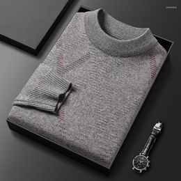 Men's Sweaters Autumn Winter Men Casual Sweater Fashion Business Solid Color Printed Pullover Knitting Male Gray Green Blue