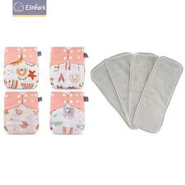 Tygblöjor ELINFANT 4 blöjor med 4 absorbenter grå mesh trasa inre en storlek baby för 3-15 kg tvättbar miljövänlig babygrundblöja 231006