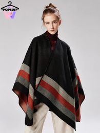 Scarves In Women Cape Fashion Imitation Cashmere Jacquard Weaved Four Colour Stripes Match Each Other Ladies Scarf Luxury Shawl 231007