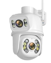 8MP 4K Wifi Camera Dual Lens Ai Auto Tracking Waterproof Security CCTV Video Surveillance Camera Police Light Alarm IP Camera