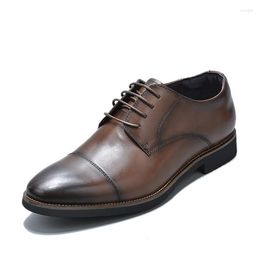 Dress Shoes 2023 Arrival Brown Leather For Men Cowboy Lace Up Wedding Oxford Formal Shoe M3229