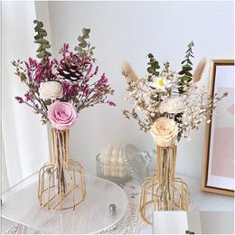 Decorative Flowers Wreaths Dried Flower Preserved Rose Bouquet Eternal For Home Decoration Indoor Gift Mother Day Christmas Decor Drop Dh7Ta