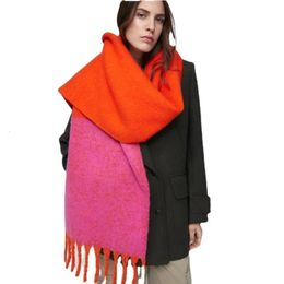 Scarves Japanese Korean Colour Matching Scarf Winter Warm Cashmere Women Long Pashmina Foulard Female Lady Tassel Shawl Wraps 231007