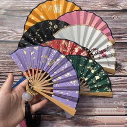 Decorative Figurines 5.12 Inches Mini Hand Held Fan Colour Xuan Paper Portable Pocker Pink Green Gold Blue Purple Chinese Women Bamboo