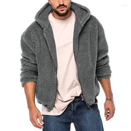 Men's Jackets Men Long Sleeve Autumn Winter Solid Fleece Hooded Loungewear Zipper Male Outerwear Fashion Streetwear Coats Drop