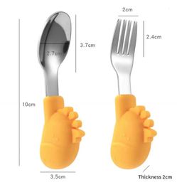 Cups Dishes Utensils Baby Cartoon Tableware Set Children Utensil Stainless Steel Toddler Dinnerware Cutlery Cartoon Infant Food Feeding Spoon Fork 231007