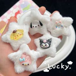 White Star Plush Hairpins Duckbill Kuromi Cute Kids Hair Clip For Children Side Bang Headwear Girl Hair Accessoires 2782