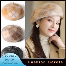 Berets Fashion Wool Line Women Autumn Winter Outdoor Windproof Pumpkin Cap Ear Protection Warm Casual Topper Hat Wholesale