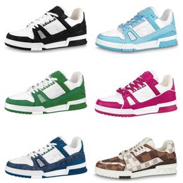 With Box Luxury Designer Basketball Shoes Flat Casual shoes for men womens Platform Fashion cowhide leather shoes Blue Green Black White Panda Sneakers Trainers