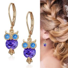 Fashion Owl Earrings Amethyst Gold Plated Earring Animal Jewellery Engagement Earrings For Women Birthday Anniversary Gift