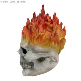 Party Masks Red and Blue Flame Skull Mask Cosplay Costume Horror Ghost Full Face Latex Bulex Cos Prop Halloween Ghost Rider Props Q231007