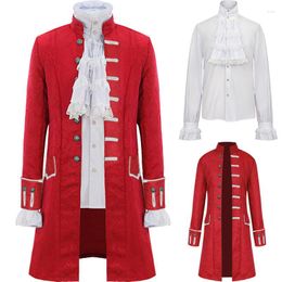 Men's Trench Coats Gothic Coat Mediaeval Jacquard Steampunk Vintage Carnival Uniform Standing Collar Cosplay Clothing Halloween
