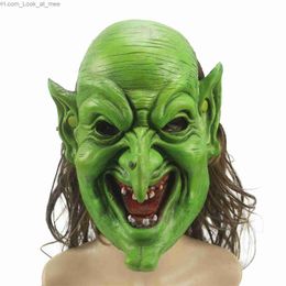 Party Masks Halloween Long Face Green Witch Mask Wizard Cosplay PU Foaming Terror Masks Easter Carnival Party Costume Accessories Q231009